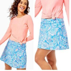 NWT Lilly Pulitzer Darlene Skort UPF 50+ in Zanzibar Blue Fish Kiss Size 14